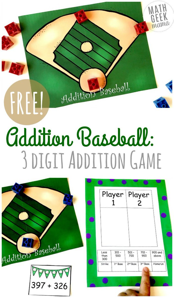 mathgeekmama's tweet image. Fun, Multi-digit Addition Game for 2-3 Grade: bit.ly/2sEJdES