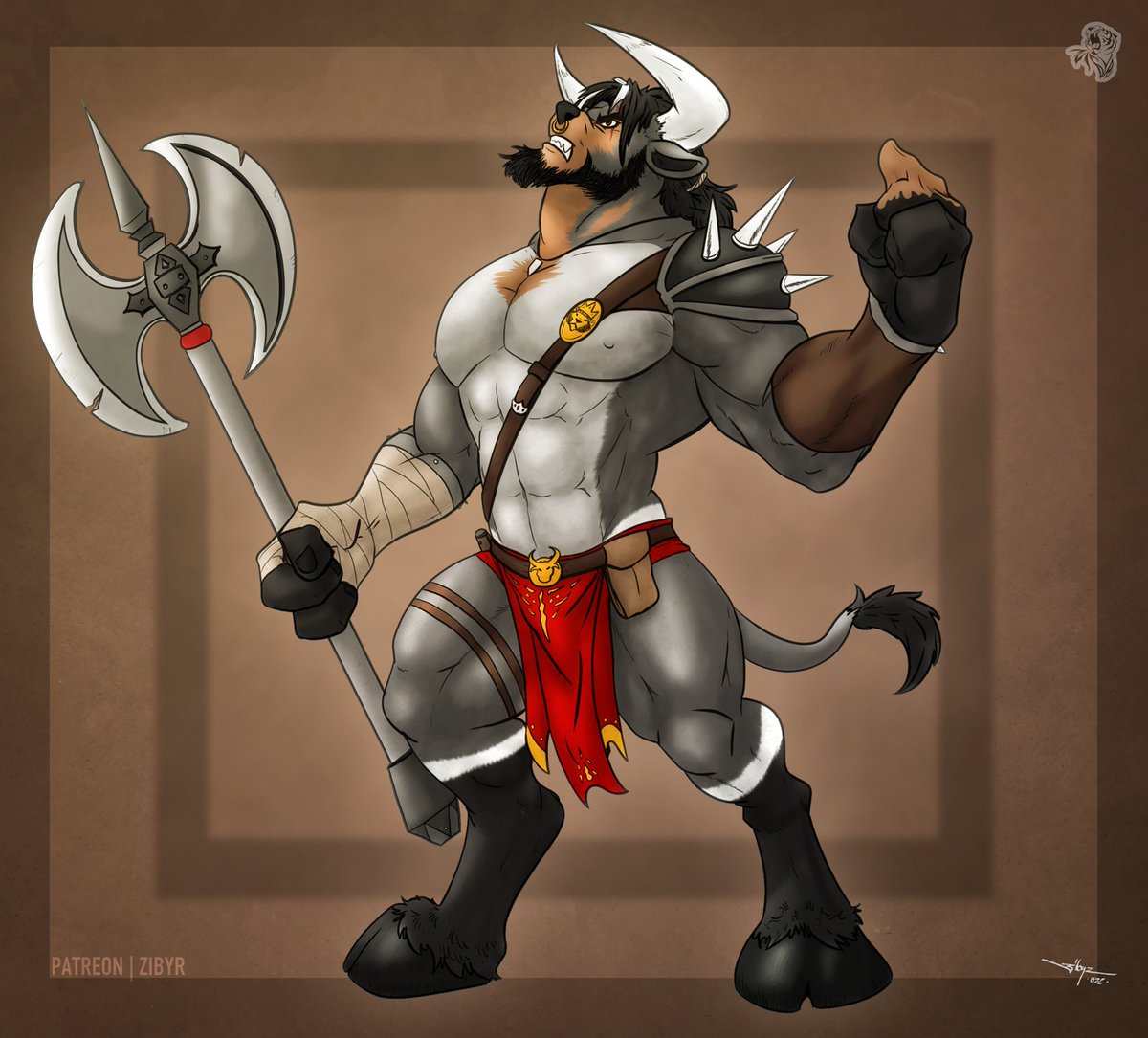 Man finishing his change into minotaur. Done to hornetv2. Open for commissions now! forms.gle/J64Ye2fQgxHxzv… #TFTuesday #TFEveryday