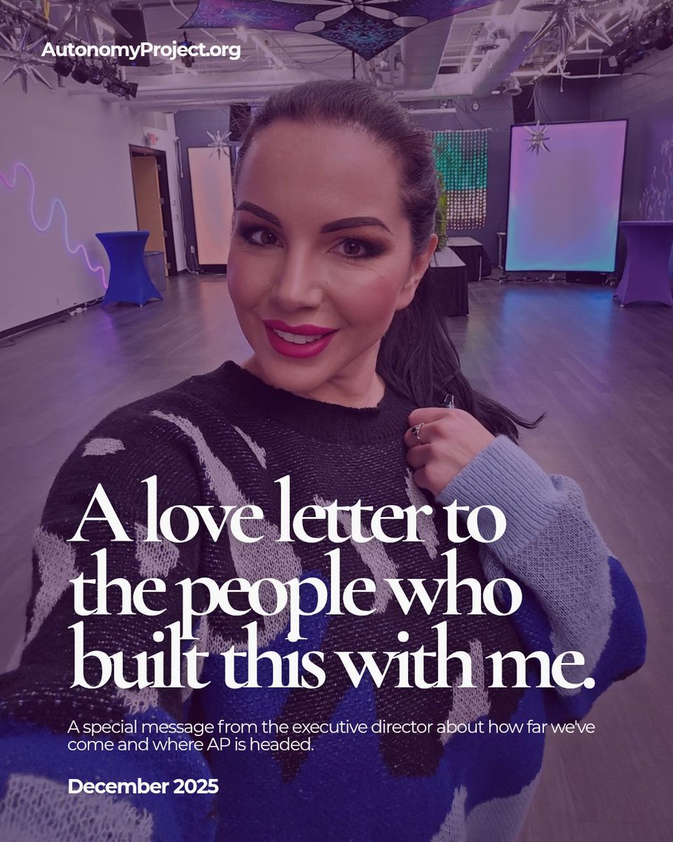AutonomyProjct's tweet image. Read the full love letter here: autonomyproject.org/from-the-execu…

Donate: Text RADICAL to 26989