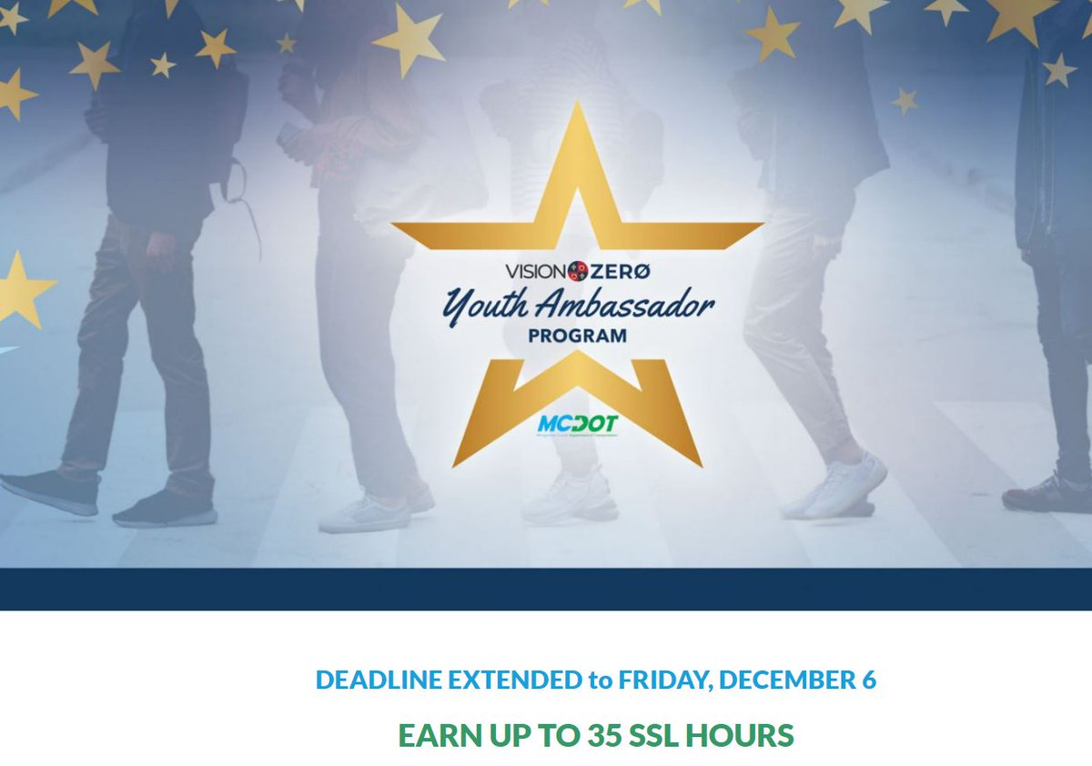 MCDOTNow's tweet image. 🚸⌛️Reminder⌛️🚸
The last day to submit your application is this Friday, December 5, 2025. This program is open to all #MontgomeryCountyMD high school students with an interest in improving traffic safety. To apply▶️ tinyurl.com/3p2ufewk
@VisionZeroMC @MontgomeryCoMD