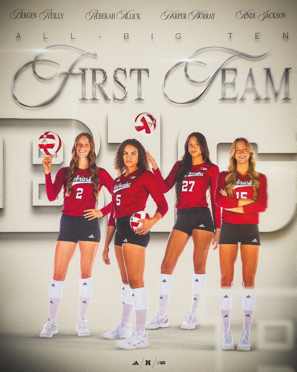 HuskerVB's tweet image. Unanimous All-B1G Preseason 👉 All-B1G First Team

Four Huskers were named to the All-@B1GVolleyball with First Team honors! 👏