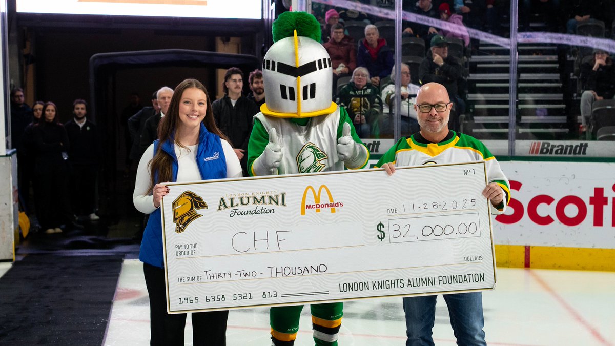 LondonKnightsPR's tweet photo. On Friday, the Knights were proud to present a cheque of $32,000 to the Children's Health Foundation supporting Pediatric Cardiology from this summer's Carol Steadman Memorial Golf Tournament presented by @BDO_Canada! https://t.co/wsh35Qf5mx