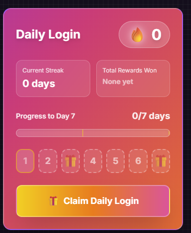 🎉 Daily Login is LIVE on HashHorse! 
(<a href="/farcaster_xyz/">Farcaster</a>  users only)

You can now build a daily streak and earn rewards just by showing up and betting 👇

- Activate your streak by placing 1 bet
- Day 3: get 5 $HH credits
- Day 7: get 0.0005 ETH credits

After day 7 the streak