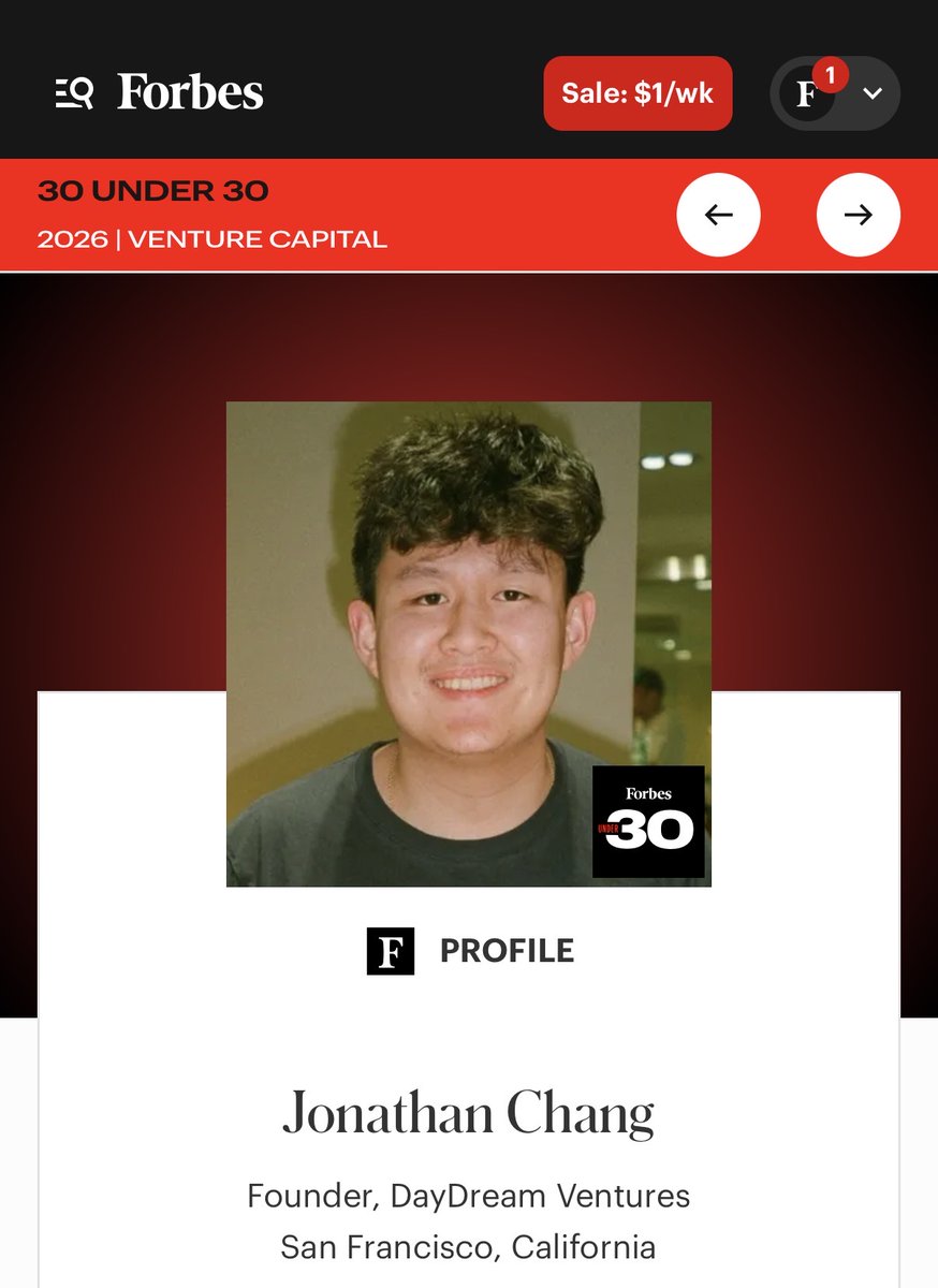 thechangj's tweet image. Thanks @ForbesUnder30 for nominating me!

Growing up, Forbes was the one thing my family of Asian immigrants (especially my grandma) read and to be selected is an honor.   

I love startups &amp;amp; venture with all of my heart and am grateful for the Forbes team for recognizing that.…