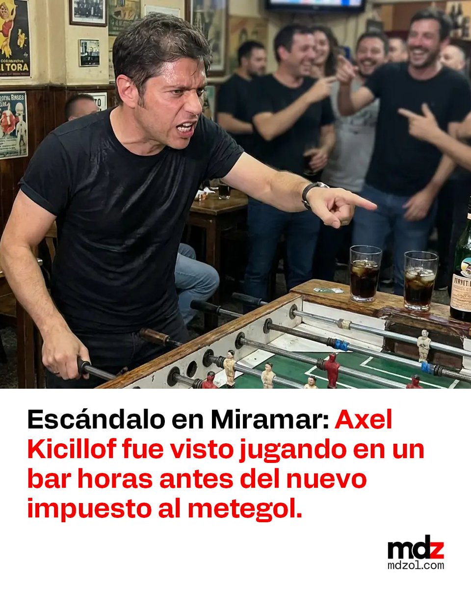 NO VALE MOLINETE: Testigos afirman haber visto al Gobernador Axel Kicillof "perdiendo como en la guerra" en un partido de metegol en Miramar, momentos antes de implementar el insólito impuesto.
