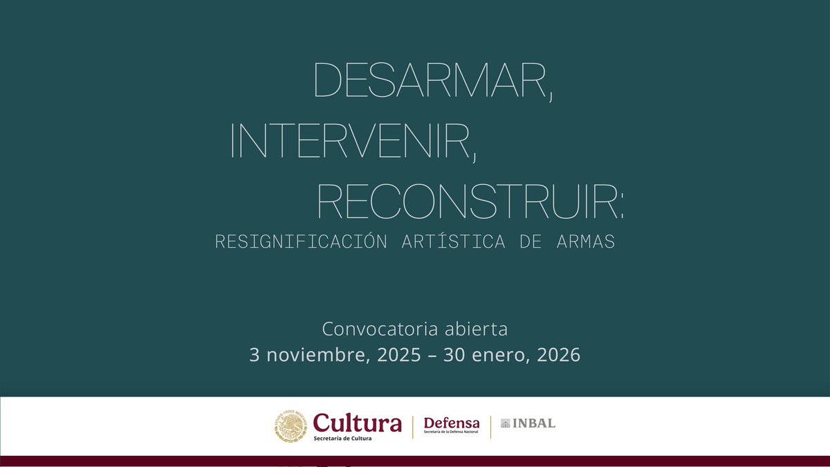 Desarmar, intervenir, reconstruir

Transforma armas incautadas en esculturas públicas para generar nuevas narrativas de paz y mostrar el poder del arte como agente social.

La Secretaría de Cultura, el INBAL y Defensamx convocan a creadoras y creadores de escultura, instalación o