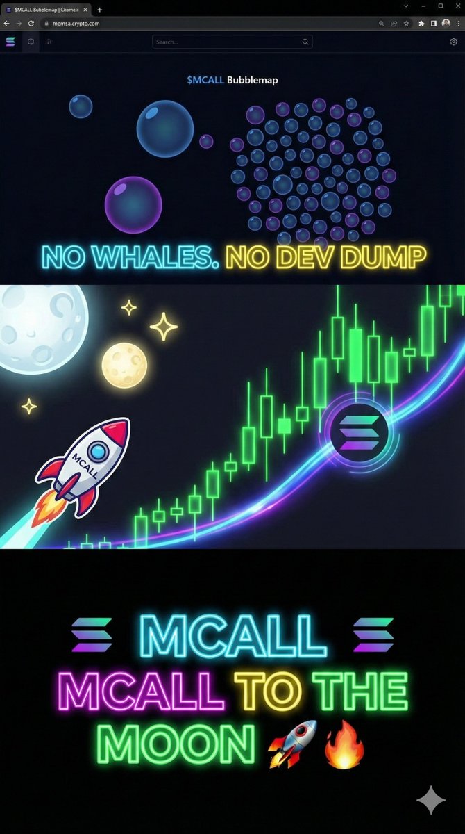 fxsynthetic_'s tweet photo. Whale gak ada… dev dump gak ada…
Bubblemap bersih… chart mulai naik…
Bro… ini tanda-tanda klasik token mau mooning.
 $MCALL is ready.

“Bubblemap bersih = kesempatan kotor 😎🚀
$MCALL to the moooon!”

#MCALL #Solana #Bubblemap #ToTheMoon #MemeCoin #CryptoFYP https://t.co/vIrv5qzIEK