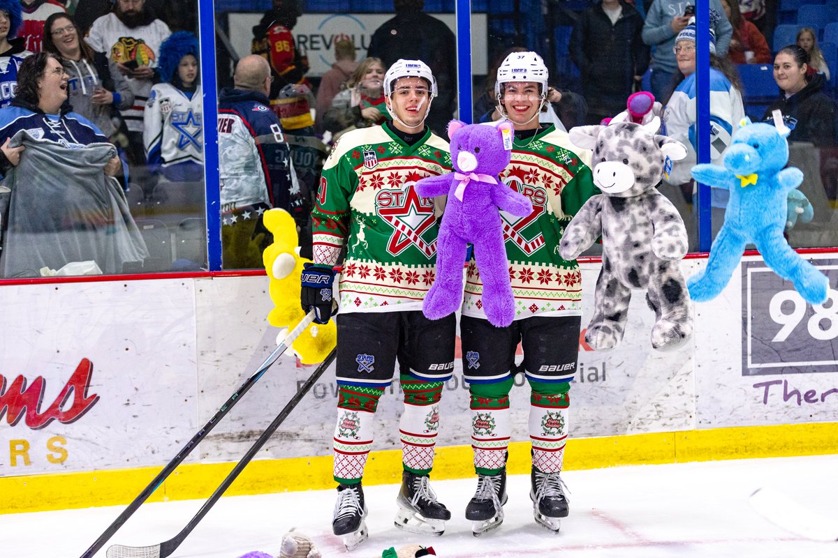 LincolnStars's tweet photo. Our Teddy Bear Toss is NEXT WEEK and we’re gearing up for one of the most special nights of the season. 🧸💙

This year, we’re honoring Jarod Haas — a night he loved more than any other. If you ever sat in the North Zone, you know he made sure it rained stuffed animals.

Help us remember Jarod the best way we know how: by absolutely loading the ice with teddy bears after our first goal! Last year we donated 966 bears to Community Action… this year, we’re shooting for 1,000+. Let’s make it happen! 🙌

Be there Saturday, December 13th for the Teddy Bear Toss. Let’s fill the Ice Box with love, memories, and a mountain of teddy bears. 🧸❄️🏒