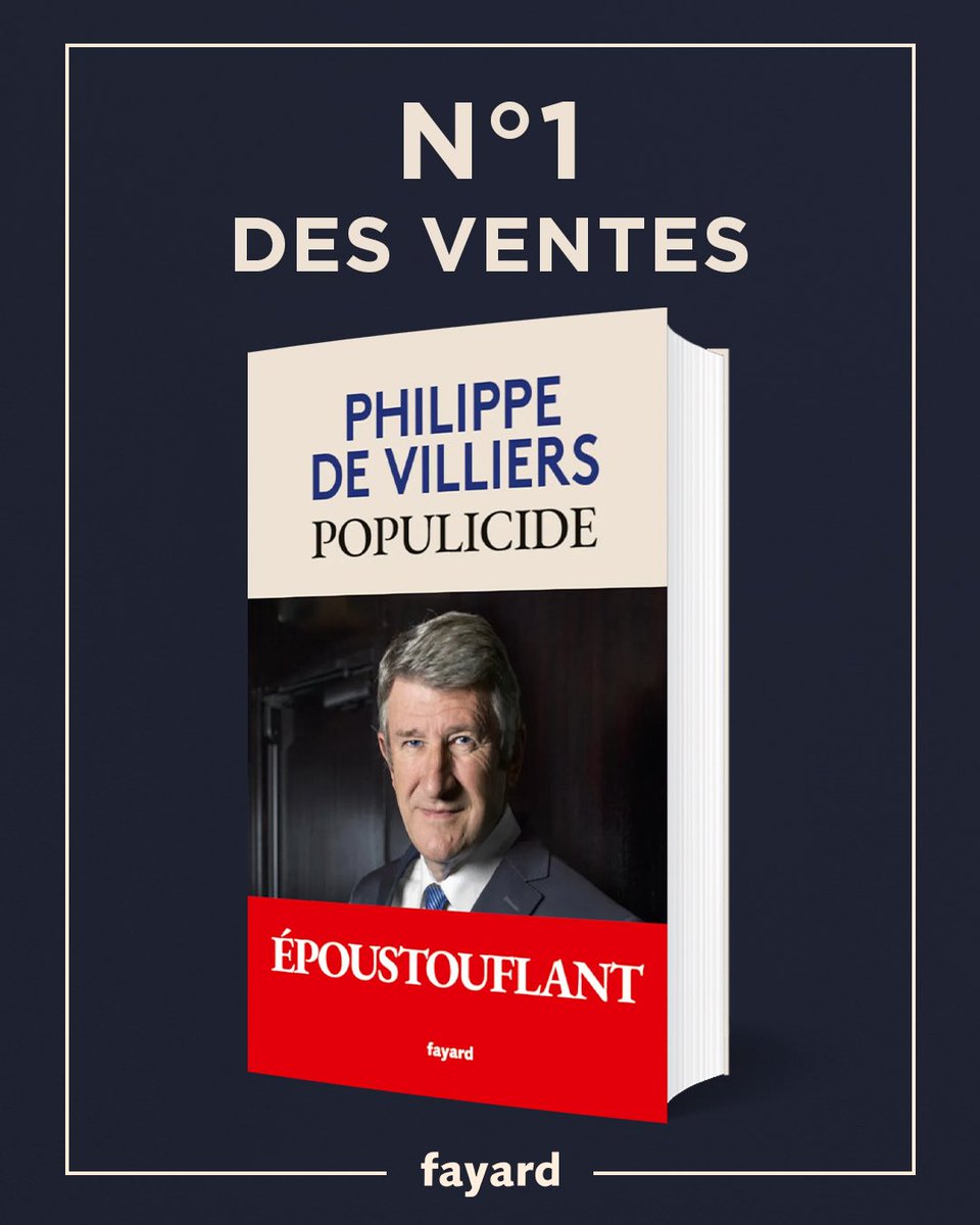 Phénoménal ! "Populicide", le nouveau livre de Philippe de Villiers, s’impose et demeure numéro 1 des ventes avec déjà 130 000 exemplaires vendus.
