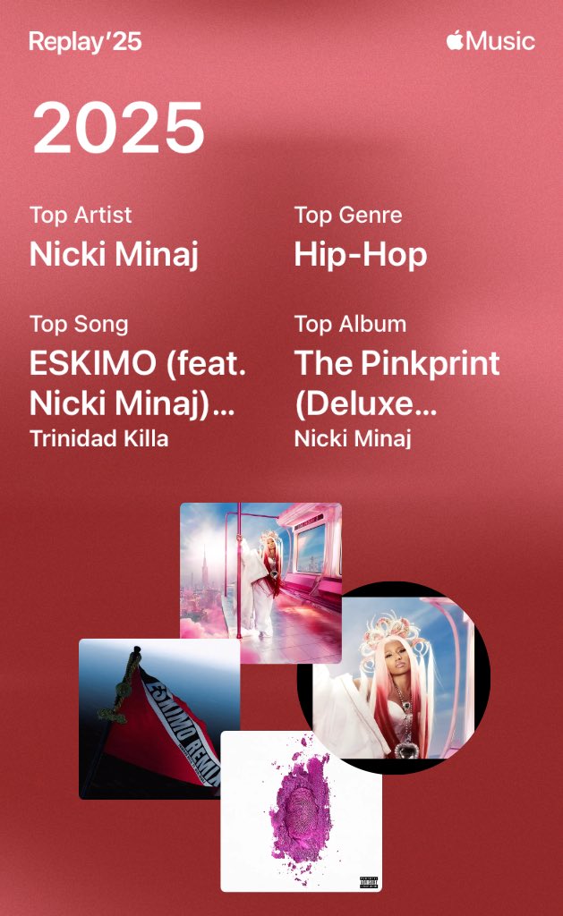 Top of every list including your man’s bucket <a href="/NICKIMINAJ/">Nicki Minaj</a> #AppleMusicReplay
