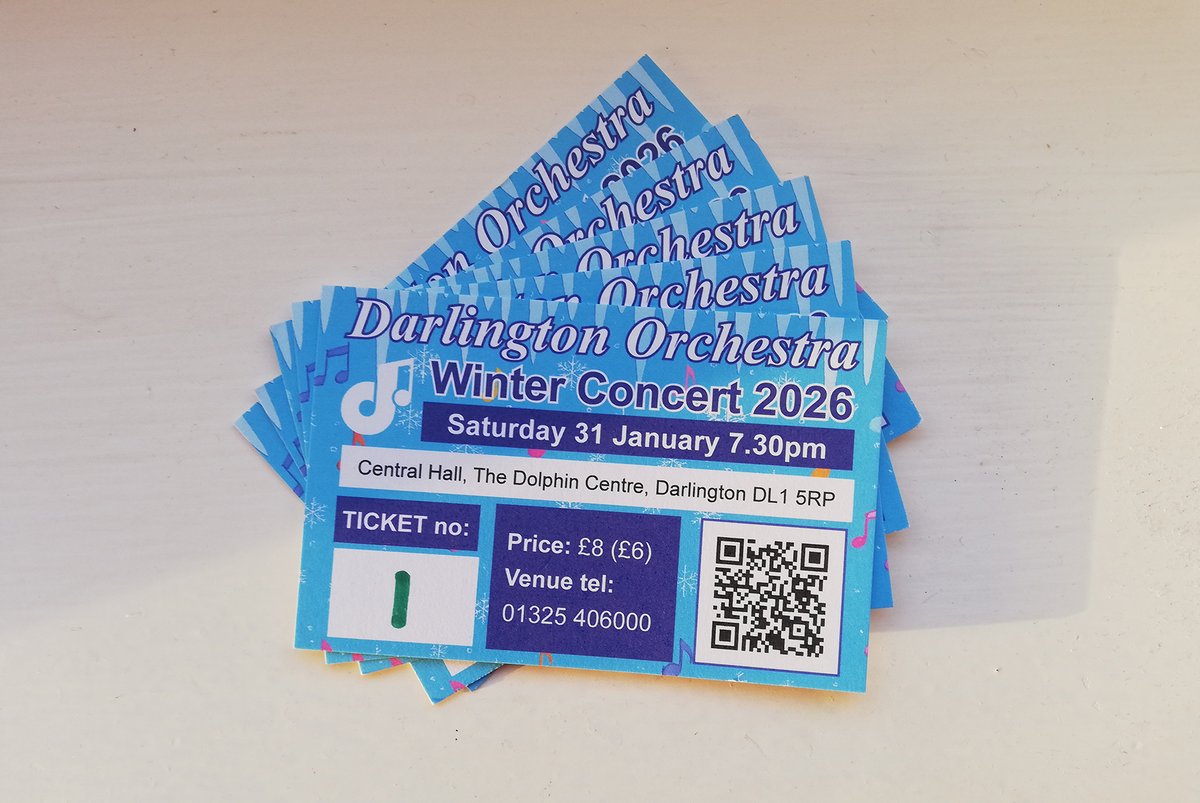 Darlington Orchestra’s next concert takes place on Saturday 31 January 2026 at 7.30pm (doors open 7pm) in the Dolphin Centre’s Central Hall.  Tickets: £8 (£6 concessions) from reception at The Dolphin Centre, call: 01325 406000, &amp; online with booking fee tinyurl.com/4u2ac9pm