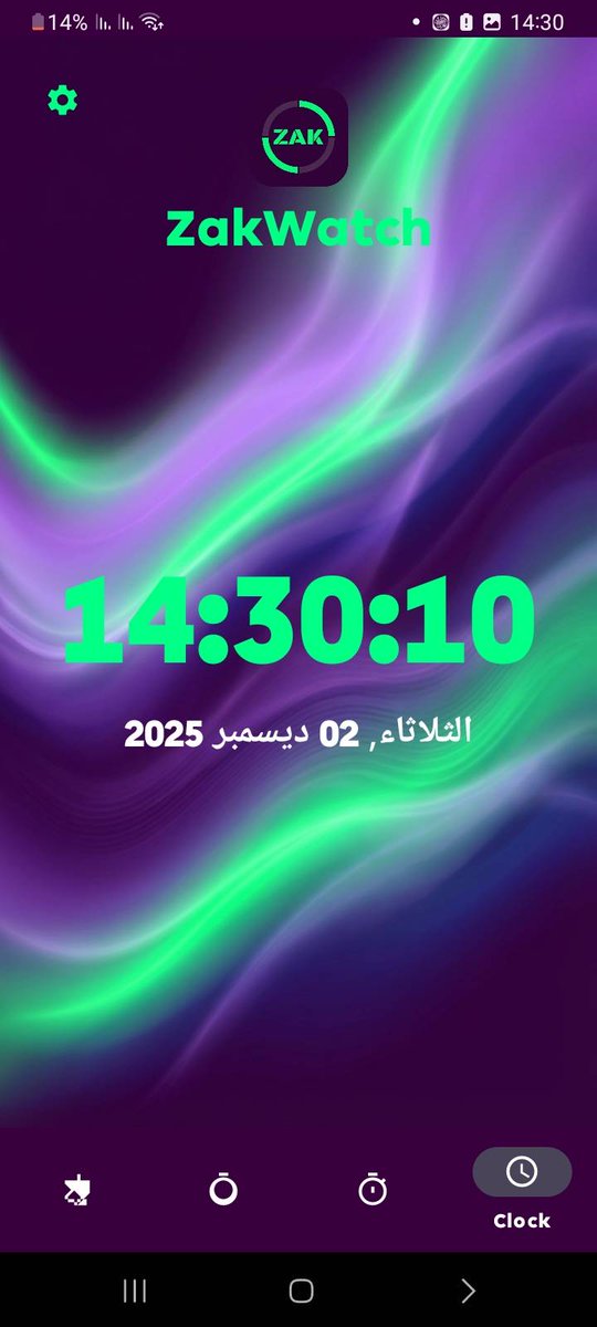 zakarinoo7's tweet image. my first android application i built with android studio 
ZakWatch v1.0 
home page with real time and date on a gradient background stopwatch and interval timer 
 ui design was inspired from the FPL
#android #apk #androidstudio