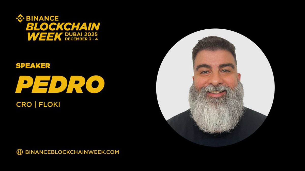 A quick reminder for everyone attending #BinanceBlockchainWeek Dubai: Floki's CRO Pedro Vidal will be speaking at the Innovation Stage on December 3rd at 16:05.

His session topic: "Culture and Narratives as a Catalyst."

He'll dive into how creators, memes, and community-driven