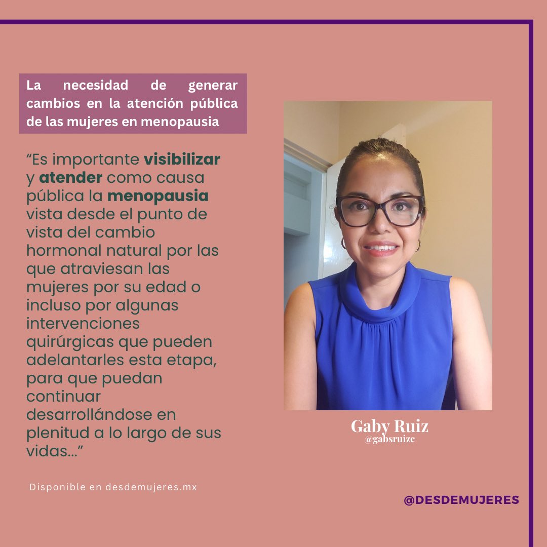 En #PlumasDesdeMujeres , <a href="/gabsruizc/">GabyRuiz</a> comparte la importancia de atender la #menopausia como una causa publica y no privada.

Disponible en:  desdemujeres.mx/2025/04/08/la-…

#Recap2025