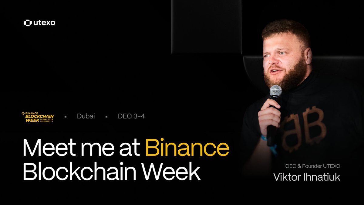 I’ll be in Dubai on Dec 3–4 for Binance Blockchain Week!

Looking to meet founders/builders working on BTCFi and stablecoin products: we've got some interesting stuff going on at <a href="/utexocom/">UTEXO</a> for those of you interested in privacy and Bitcoin PayFi.

Reach out and come say hi!