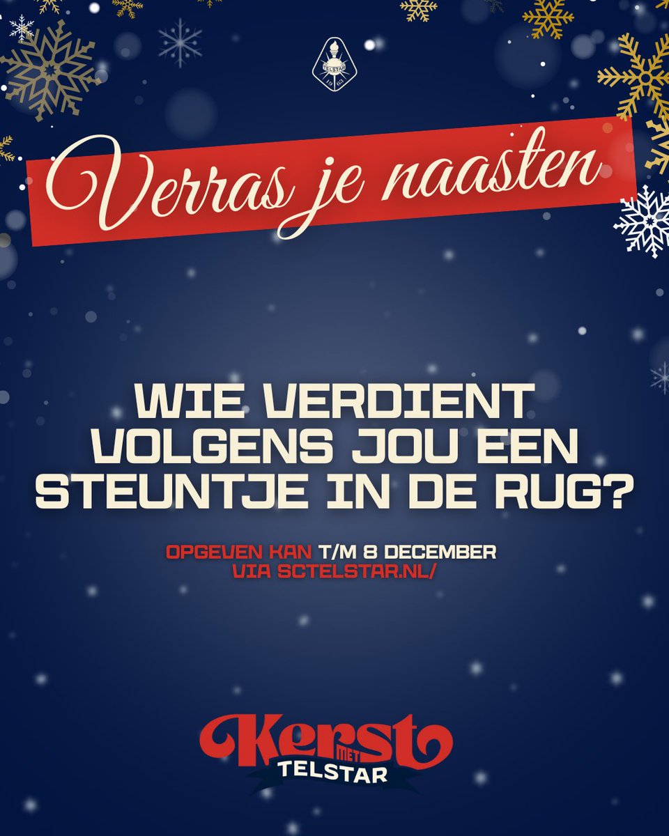 telstar1963nv's tweet image. 𝐖𝐢𝐞 𝐰𝐢𝐥 𝐣𝐢𝐣 𝐯𝐞𝐫𝐫𝐚𝐬𝐬𝐞𝐧? 🤍

Vul de link in de bio in en wie weet ontvangt jouw opgegeven persoon een onvergetelijke kerst!

📅 Inschrijven kan tot en met maandag 8 december.

#WitteLeeuwen