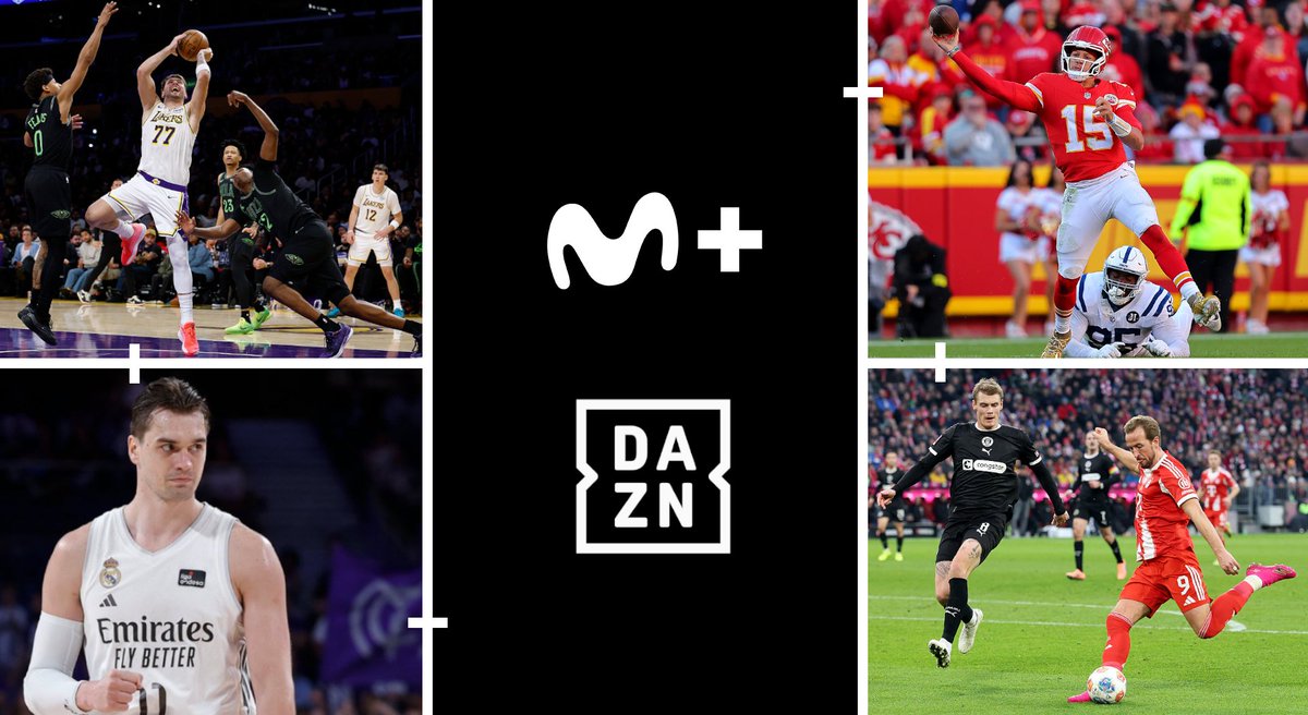 𝑻𝒐𝒅𝒐 𝒆𝒍 𝒅𝒆𝒑𝒐𝒓𝒕𝒆, como siempre, en el #EstadioInfinito de <a href="/MovistarPlus/">Movistar Plus+</a> 🏀🏈⚽️

Movistar Plus+ integra en su oferta DAZN Baloncesto, con la Liga Endesa y una selección de partidos de NBA, además de la NFL y un partido por jornada de la Serie A y la Bundesliga.