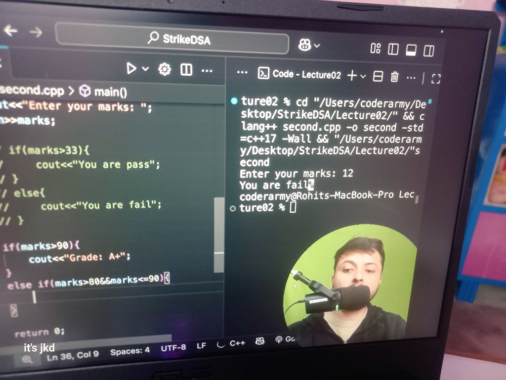 JeetKumarD35856's tweet image. Small steps every day!
Today I covered operators, if-else, and loops in C++ from the CoderArmy  .
Big thanks to Rohit Negi bhaiya — best mentor for beginners! 
#CoderArmy #DSA #CppJourney