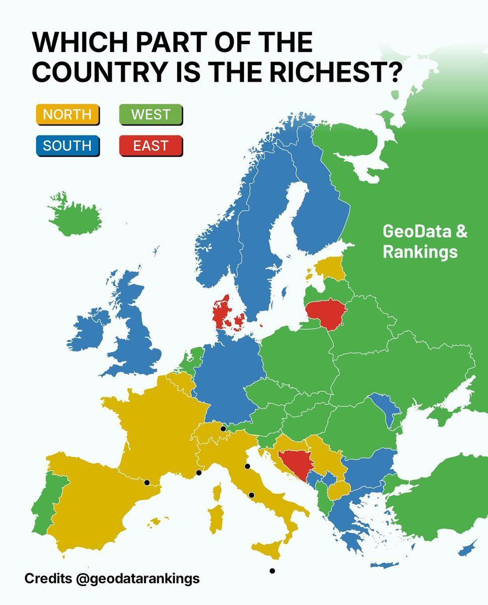 I’ve shared a version of this map before and I am happy to repeat my tongue in cheek explanation: the richest part of your country is the one closest to Munich. As a Munich native I’m totally unbiased.