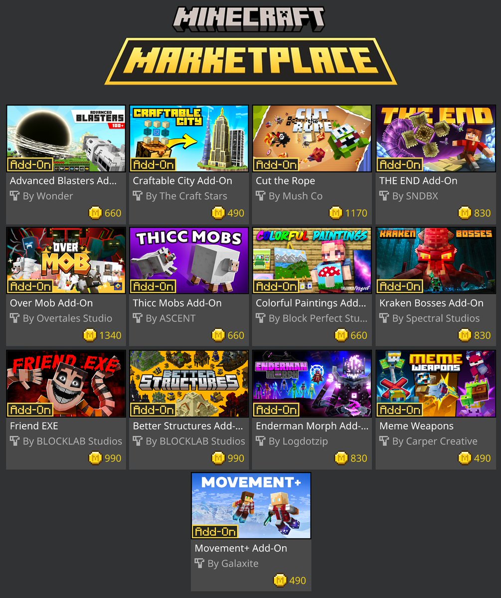 13 New add-ons came out today. I'll post a showcase video of each asap!😁