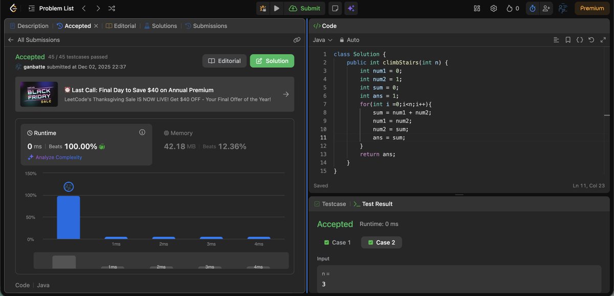 debugpulse's tweet image. #Day8 of Java+DSA
2 Question of Leetcode done
1 Easy &amp;amp; 1 Medium
1) Climbing Stairs (Easy) (either 1 stair or 2 stairs at a time)
saw it had a pattern same as fibonacci number solved like that
2) Reverse Integer (Medium)
#LearnInPublic #100daysofcodingchallenge
