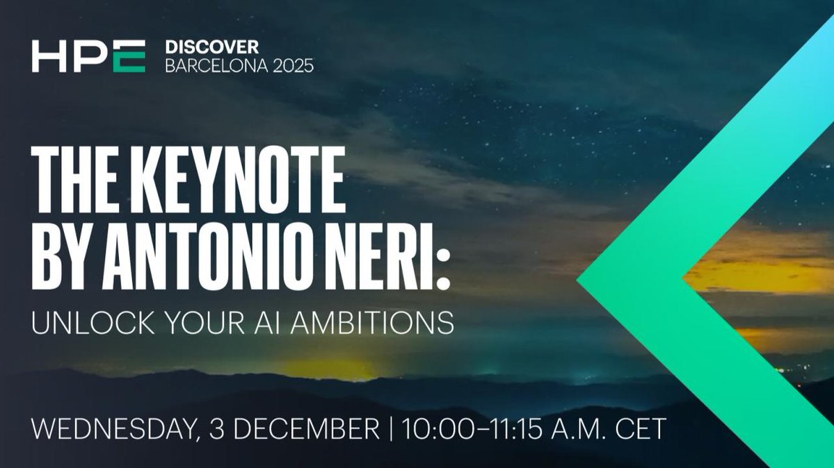 JennaGodsil's tweet image. &apos;Watch Antonio Neri’s #HPEDiscover keynote live from Barcelona.&apos; hpe.to/601170IWX