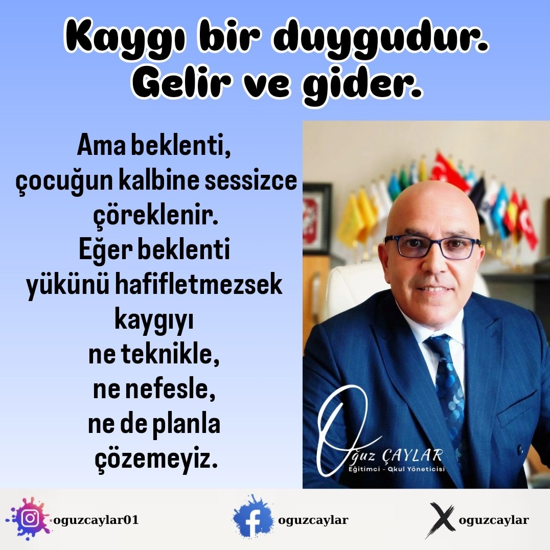 oguzcaylar's tweet photo. Bir çocuğun omzuna yük olmadan da başarı mümkündür.
Bir çocuk sevilerek büyürse zaten güçlenir.
Bir çocuk değerini netlerle ölçmezse kaygı kendiliğinden azalır.

Tıpkı bir çocukta olduğu gibi.
Tıpkı her çocukta  olduğu gibi.

Oğuz ÇAYLAR/ Eğitimci-Okul Yöneticisi https://t.co/Jtxl7QJYjC