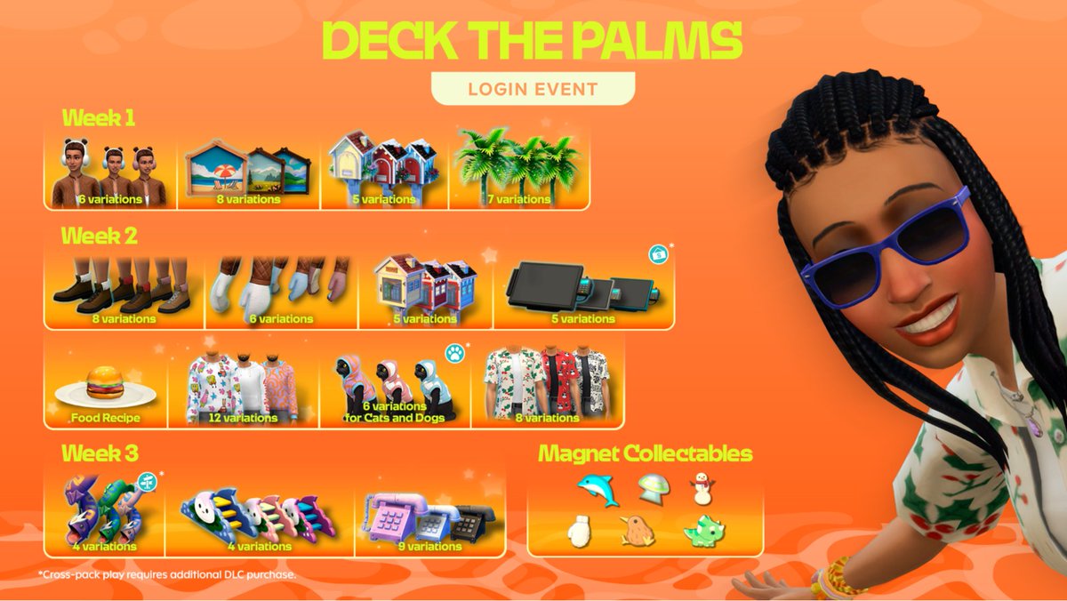 simssocietyinfo's tweet photo. #TheSims4 Deck the Palms Login Event

Event Starts: December 16, 2025 at 9 a.m. PST and ends on January 13, 2026.

https://t.co/MoBvg5tk1W https://t.co/qfTuxTpkWn