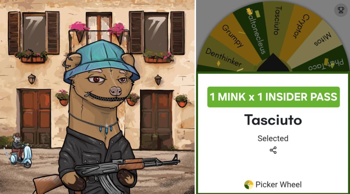 Congrats to the winner, <a href="/Tasciuto/">Tasciuto2️⃣1️⃣2️⃣🚀</a> 🎉

Open ticket in Discord to claim your prizes!

All Insider Pass &amp; Mink holders are invited to join the Cronos $Cartel Discord to unlock their roles and participate in the next MINK GIVEAWAY! ❤️‍🔥