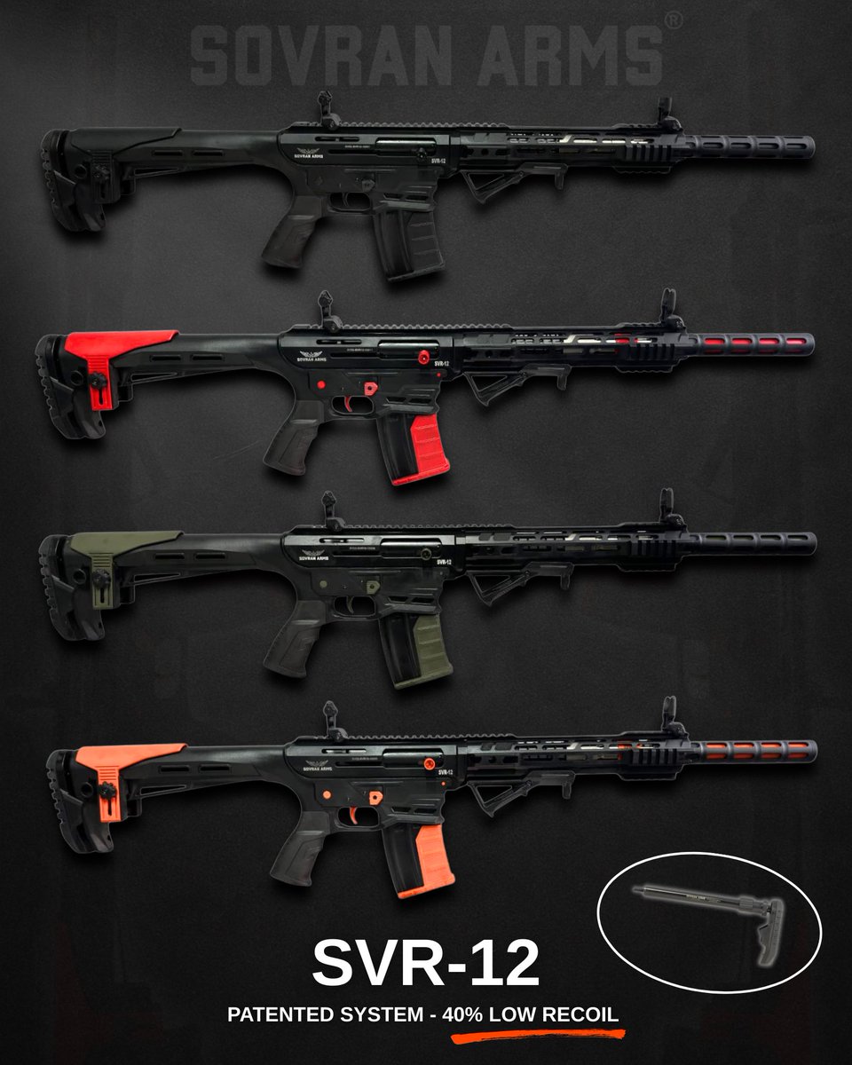 sovranarms's tweet image. SVR-12
•12 GA platform with noticeably reduced recoil🤙🏻