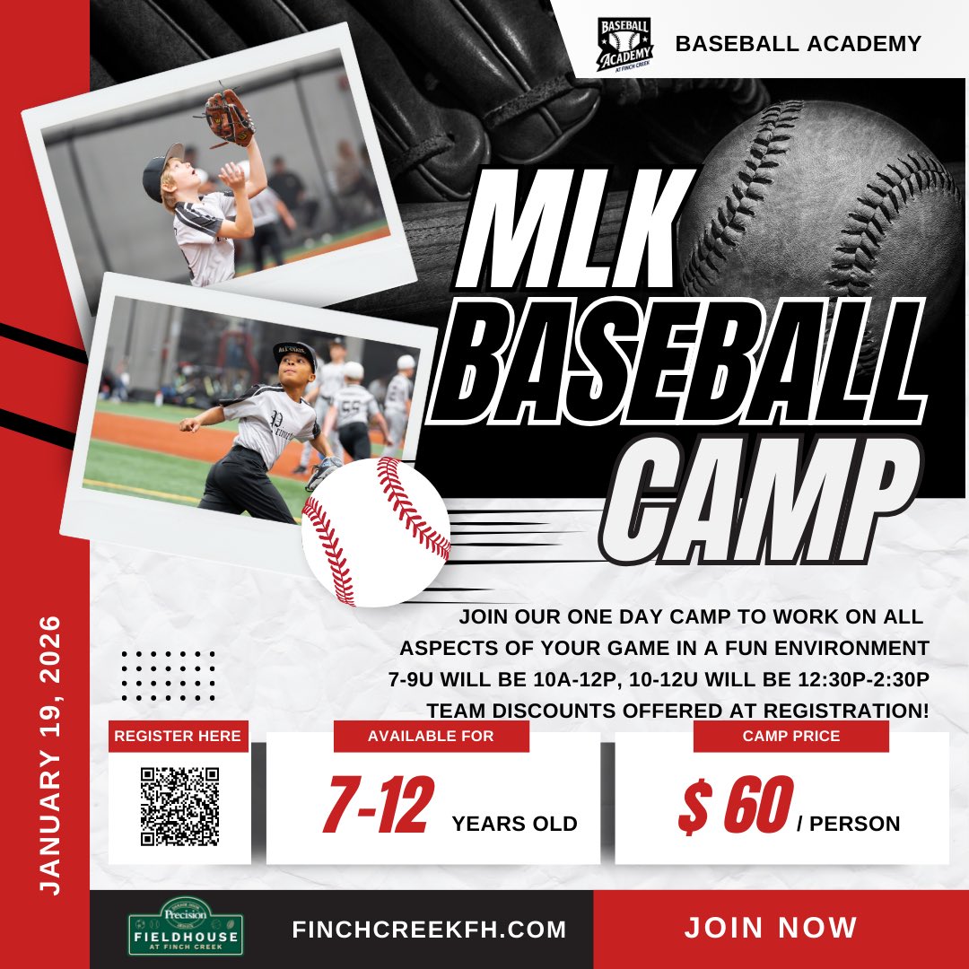 PrecisionFH's tweet image. January 19th, we’re putting in the work. Join our MLK Baseball Camp today!
