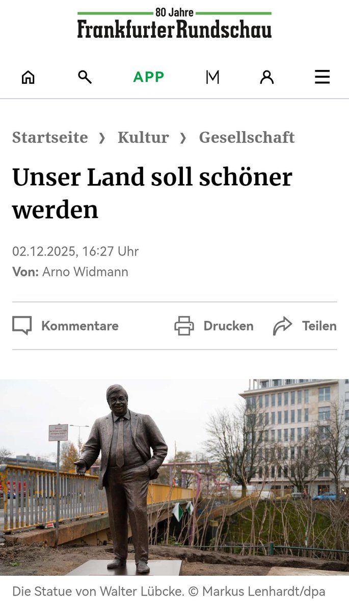 "Das Zentrum für politische Schönheit stellt in Berlin ein Walter-Lübcke-Denkmal
vor die CDU-Parteizentrale.

Lübcke stand seit 2015 auf den unterschiedlichsten rechtsextremistischen Todeslisten. Sein Mörder erklärte vor Gericht, er sei durch die Propaganda der AfD zu seiner