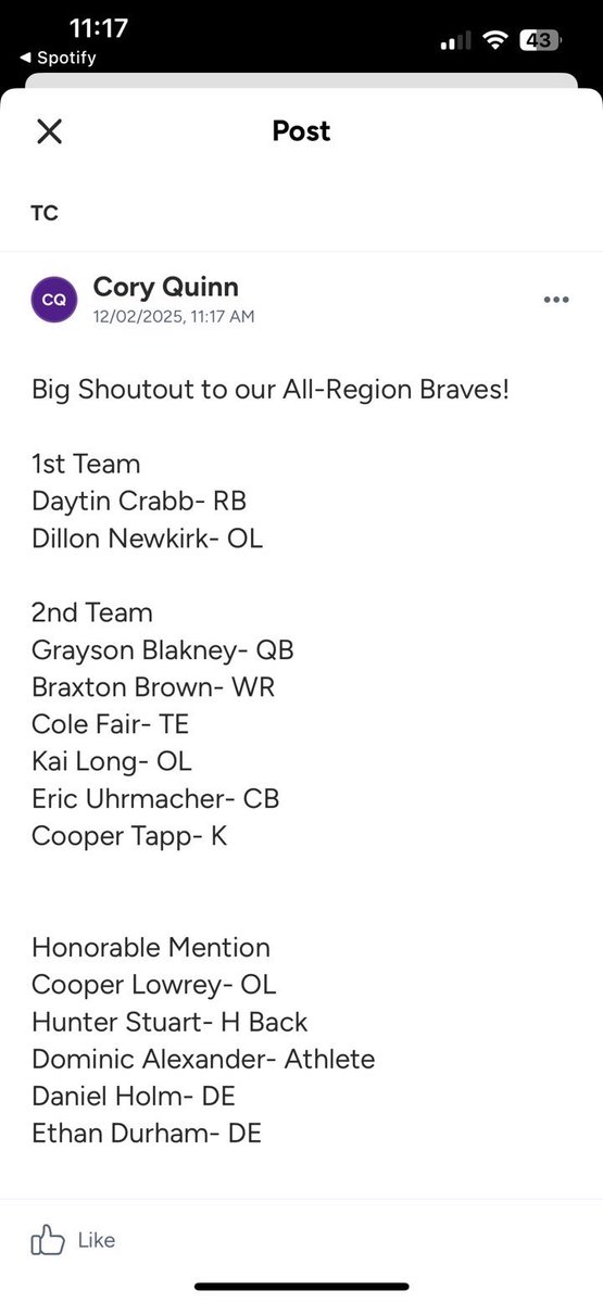 Super blessed to be named All Region 2nd Team!! (1-4A)
