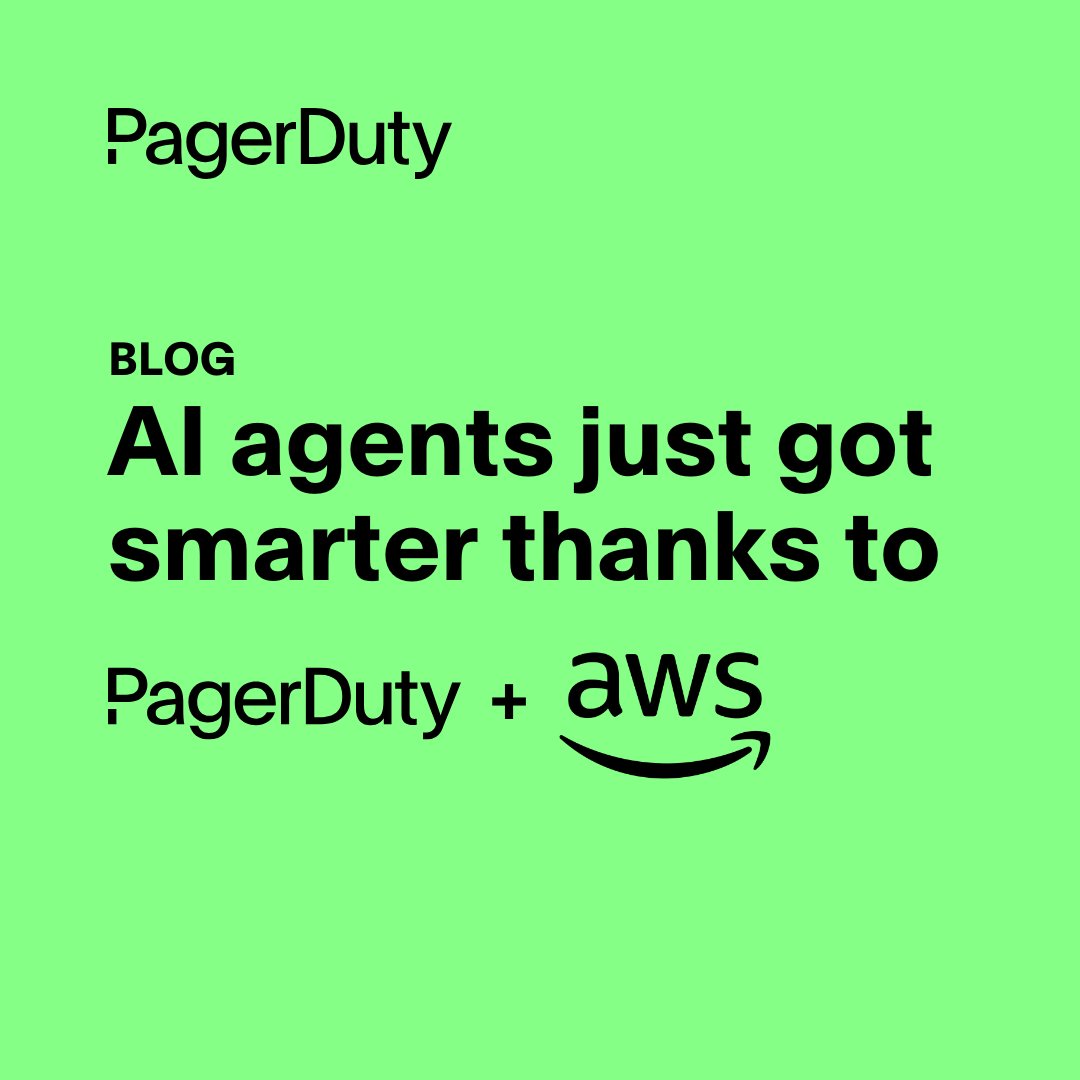 pagerduty's tweet image. PagerDuty + @awscloud unlock smarter, faster incident management with new ways to power your AI toolstack. Read the blog ➡️ bit.ly/3MbrUde