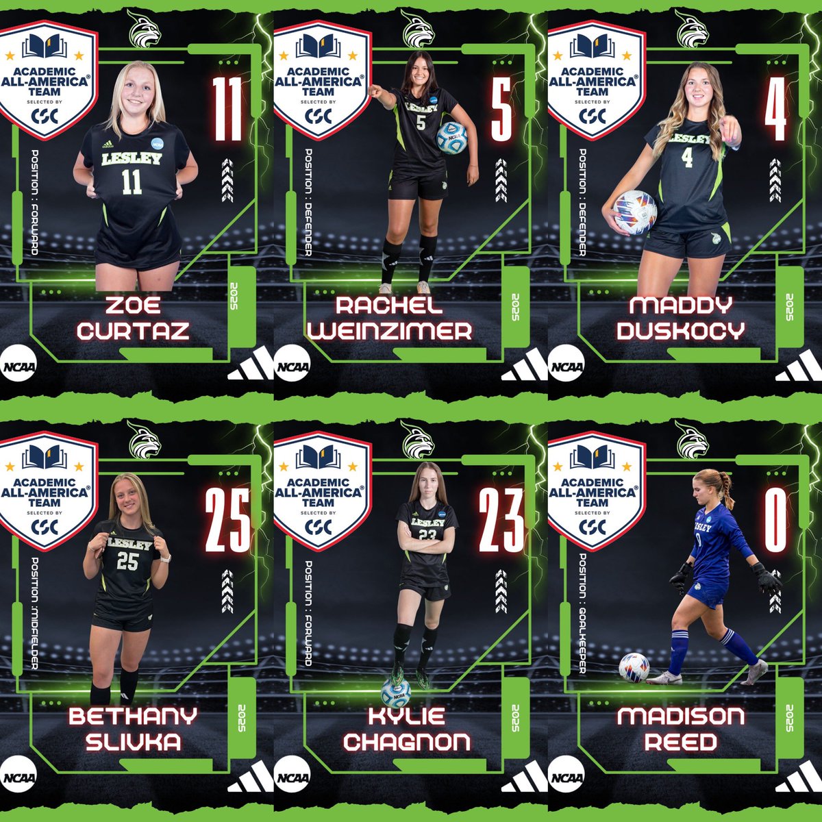 Congratulations to the six members of our program that were selected to the <a href="/CollSportsComm/">College Sports Communicators</a> All-Academic Team! #lesleysoccer