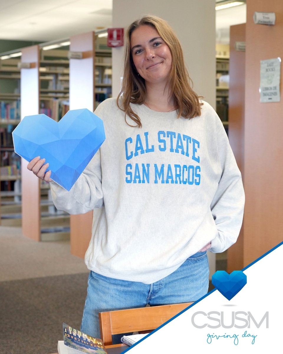 csusm_library's tweet image. It&apos;s Giving Day! 💙Your gift to the Library’s Affordable Textbook Campaign helps ensure #CSUSM students can access their textbooks and course materials at low or no cost. 📚
⁠
Learn more and show your #HeartOfACougar at bit.ly/LibraryGivingD…. 

#CSUSMLibrary #CSUSMGivingDay