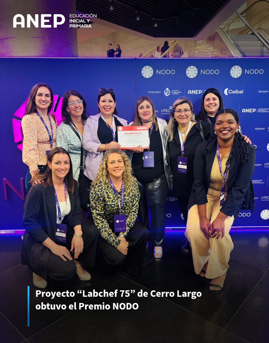 El proyecto “Labchef 75”, desarrollado en la Escuela Nº 75 del departamento de Cerro Largo, fue reconocido con el Premio NODO por su destacado aporte a la innovación educativa y al fortalecimiento del vínculo entre la escuela y la comunidad.

🌐 Nota: dgeip.edu.uy/prensa/?start=…