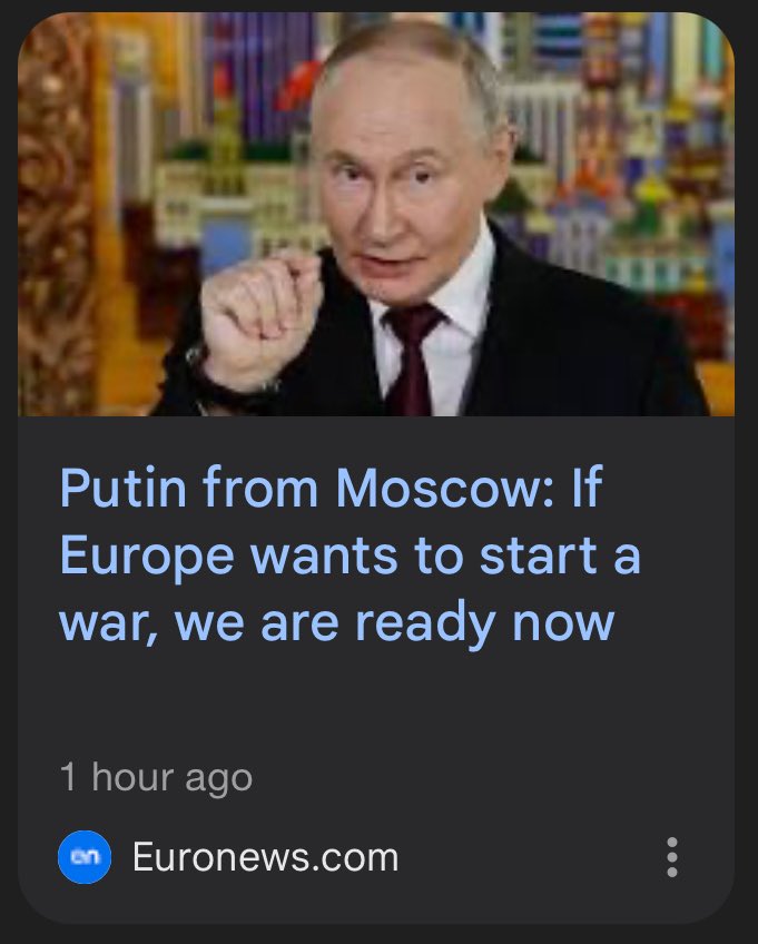 ChakhoyanAndrew's tweet image. Sixteen years of fear, appeasement, and wishful thinking have brought us to this.

russia isn’t “seeking peace,” it’s openly threatening Europe with more war.

It wants to erase 🇺🇦, subjugate its people, and then move on to the next target.

Pretending otherwise is how wars grow.