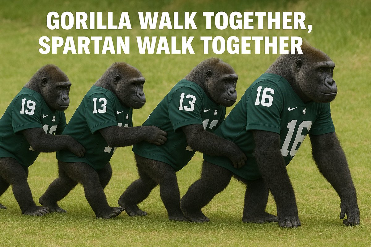 GROOAAAH!

Gorilla build culture.
Gorilla grab banana of the gorilla in front.
Gorilla walk together.
Spartan win together.