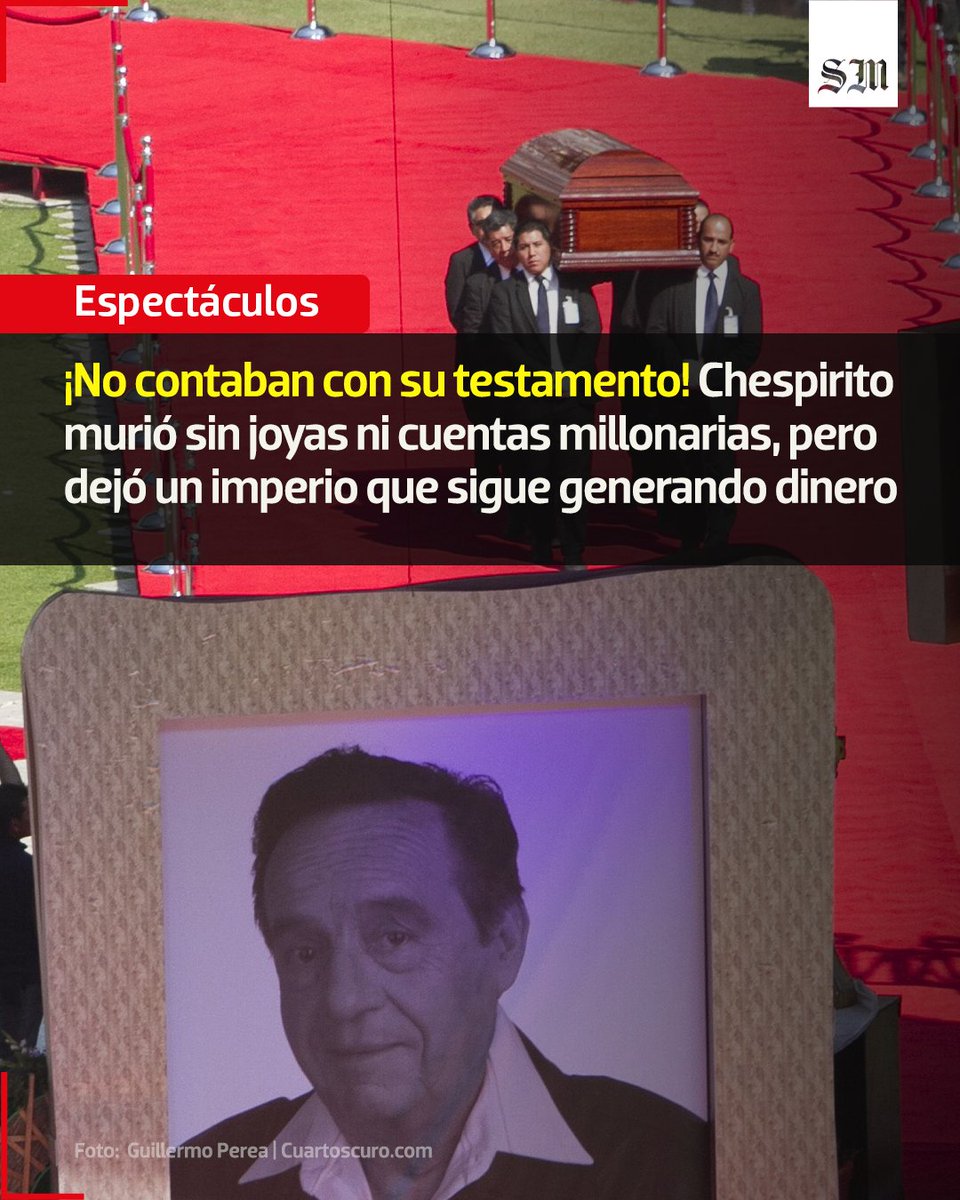 #EspecialElSolDeMéxico |🤔  ¿Qué dejó Chespirito en su testamento? 
El testamento de Roberto Gómez Bolaños, conocido como Chespirito, revela que dejó un legado de derechos de autor y propiedades intelectuales en lugar de bienes materiales.

solde.mx/3Xdq7qs