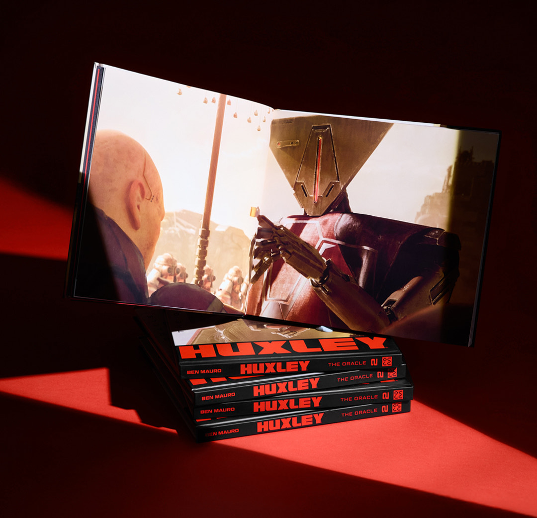 The Oracle, a prequel to the HUXLEY graphic novel, is now available worldwide! 

Dive deep into the story behind the Oracle Empire, find out about the mysterious Dreamwalkers, and see Max in action in his early days in the Ronin army!