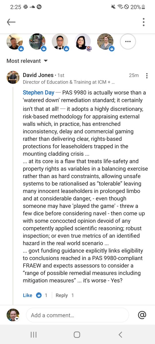 polluterpaysbsb's tweet image. The President of the Institute of Construction Management has condemned PAS9980 stating its dangerous. See below. 

We do not want this partial substandard and dangerous remediation standard being accelerated. Unacceptable.

@PhilH23 @EOCS_Official @BldgSafetyReg