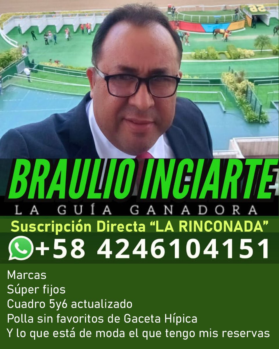 Gana en #LaRinconada con <a href="/laguiaganadora/">La Guia Ganadora</a> 
1)Información desde la primera hasta la última, marcas, traqueos, videos y comentarios profesionales.
2)Información de última hora para jugar ganadores y el 5y6.
Llama 📲 +58 424-610.41.51
