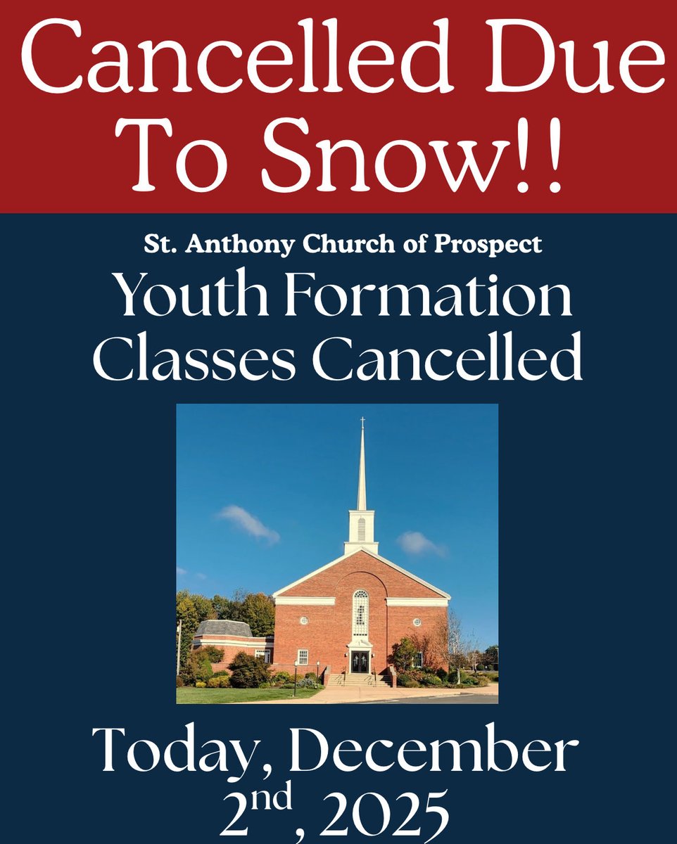 StAProspectCT's tweet photo. Please Share! Classes cancelled tonight. https://t.co/V4q8kim9nd