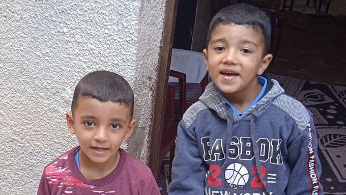 PetraSchur's tweet photo. @amasad Their names were Fadi Abu Asi  and Juma Abu Asi. Fadi was 11 years old and his little brother 8.

Israeli forces killed those two young boys in southern Gaza on Saturday while they were collecting firewood for their wheelchair-bound father. https://t.co/73Wi9dylXk