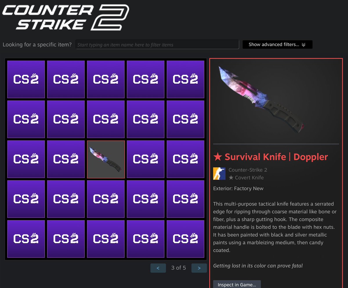 tinacsgo's tweet image. CS2skin is back and we’re doing a 200$ knife giveaway together 🟣

💜 Survival Knife | Doppler (PHASE 1)

🟪 Follow @cs2skin_com &amp;amp; @tinacsgo 
🟪 Like and tag 2 friends

Ending in 7 days ⏰