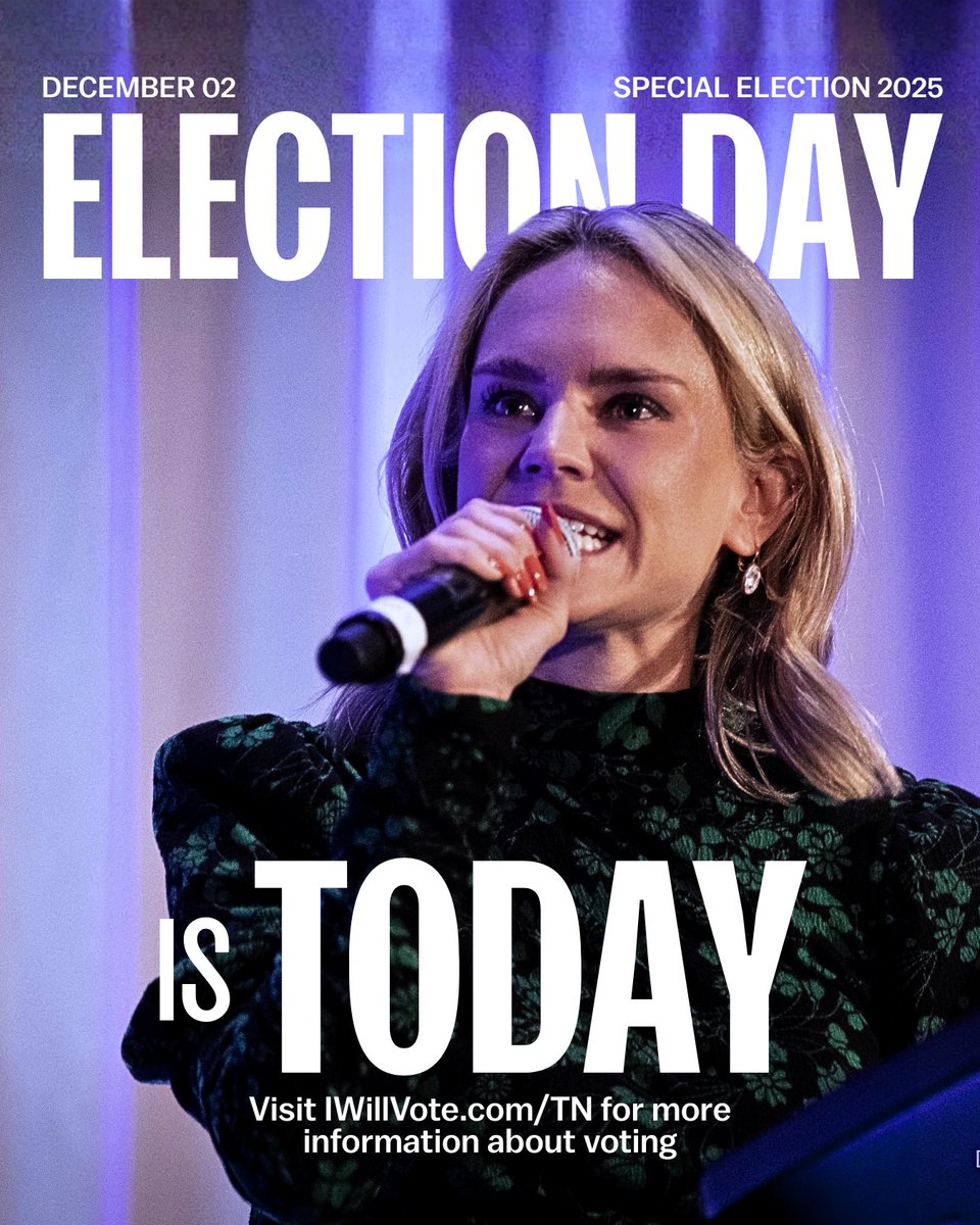 Today is the last stop before the 2026 Midterms, and we can send Aftyn Behn to Congress to:
 ✔ Fight Trump’s MAGA extremist agenda
 ✔ Stand for communities over corporations
 ✔ Ensure families can thrive
 ✔ Make life more affordable for Tennesseans

TN07 make a plan to #vote!