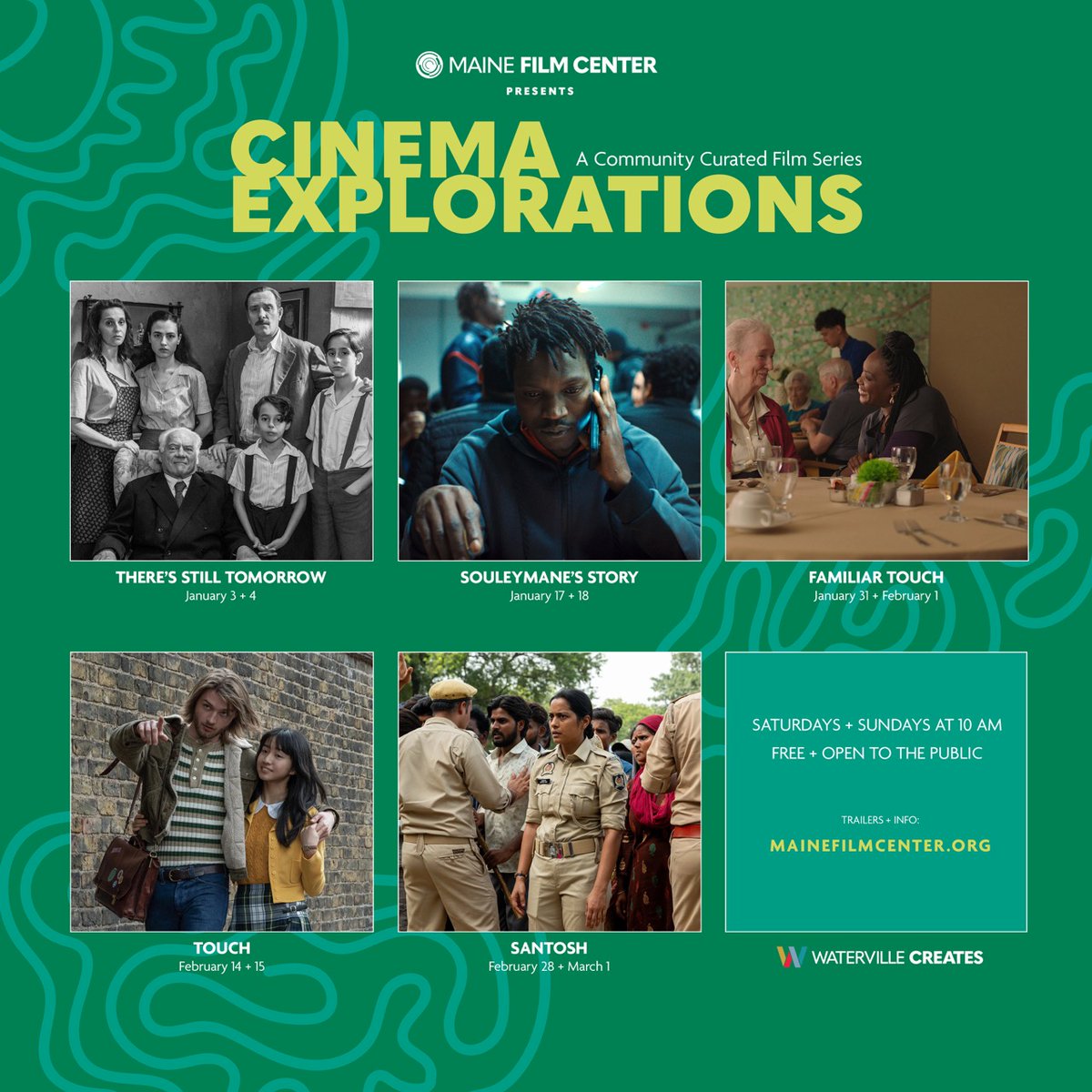 The snow is flying, which means winter is officially here. The good news, CINEMA EXPLORATIONS is returning! Our wintertime, community-curated film series is back starting January 3.
📆 watervillecreates.org/mainefilmcente…
#FreeScreening #FilmCommunity #CinemaExperience #IndependentCinema