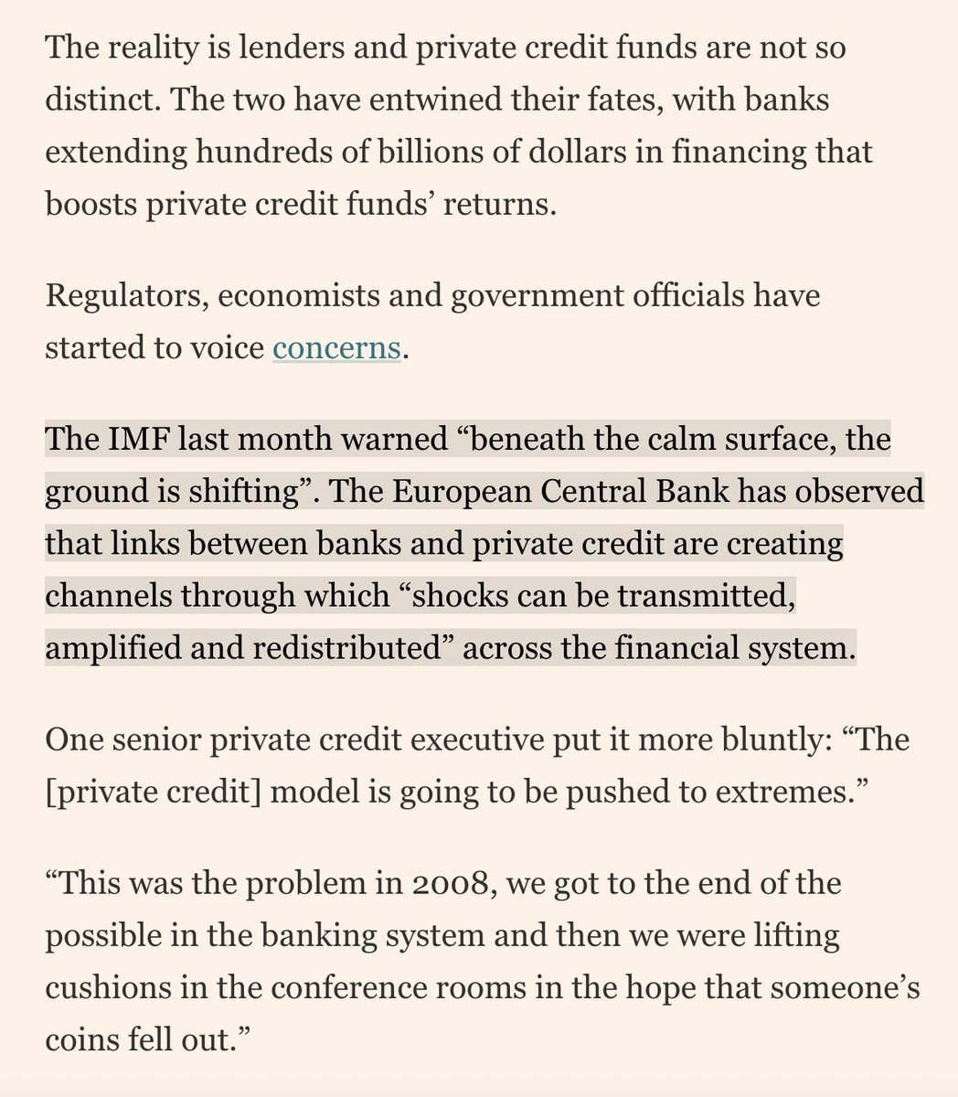 MarkAmesExiled's tweet image. the private credit bubble &amp;amp; the various murky risk/debt-shifting structures could be more dangerous than the AI bubble -- lucky us we have 2 bubbles simultaneously!
x.com/FT/status/1995…