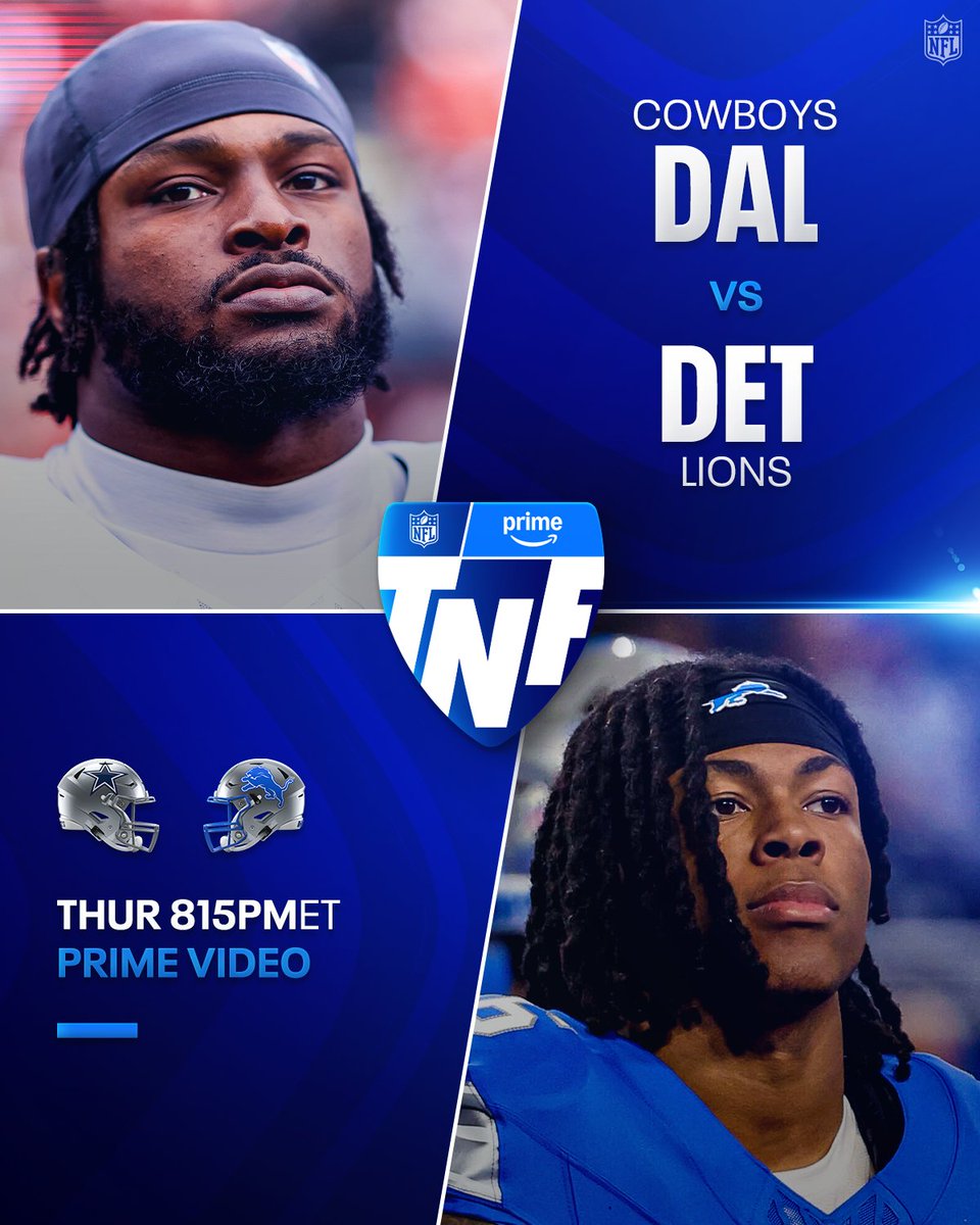 Who will run away with it? 👀

DALvsDET– Thursday 8:15pm ET on Prime Video
Also streaming on @NFLPlus 